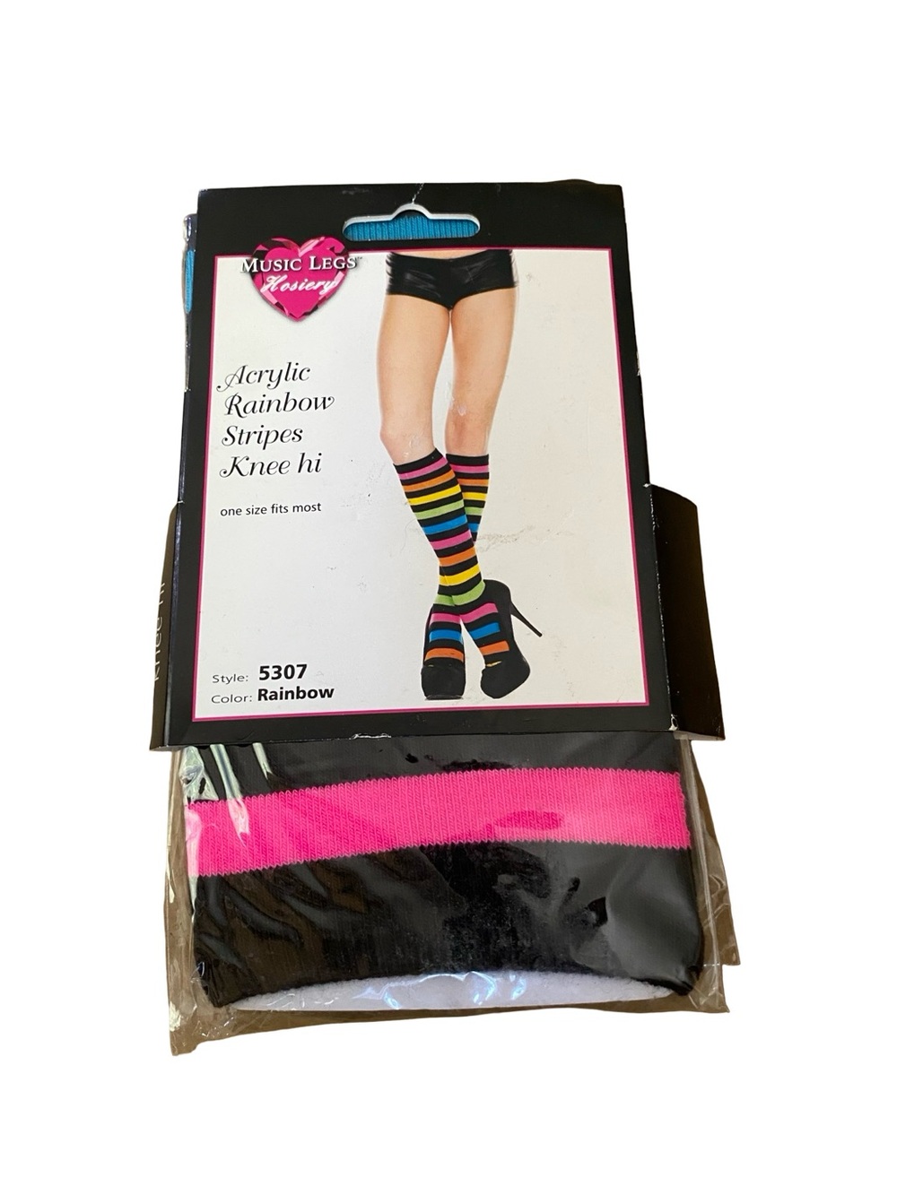 Music Legs Rainbow Striped Knee High Socks - Style 5307 Opaque Hosiery One Size